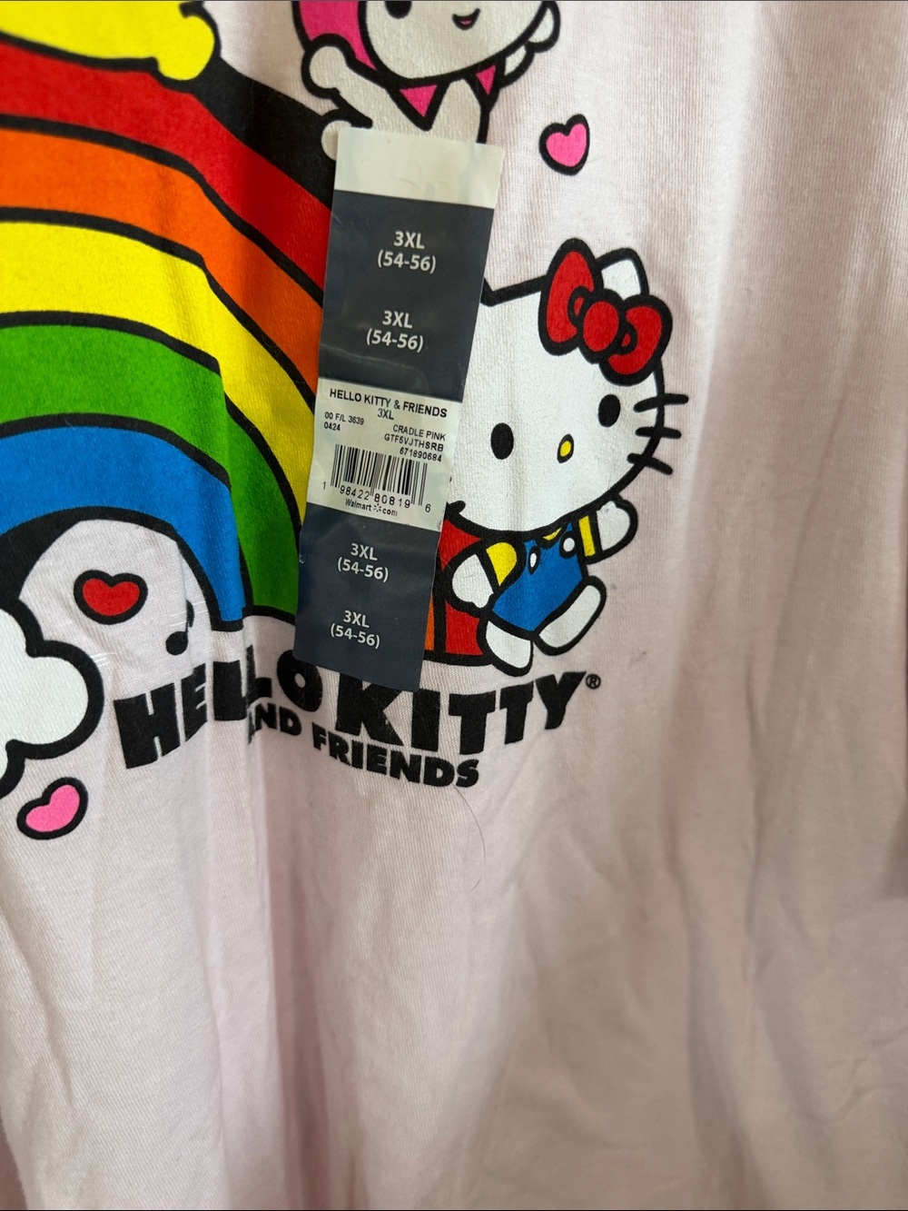 Hello Kitty Light Pink Rainbow Graphic Tee women's size 3x NWT - Picture 2 of 4